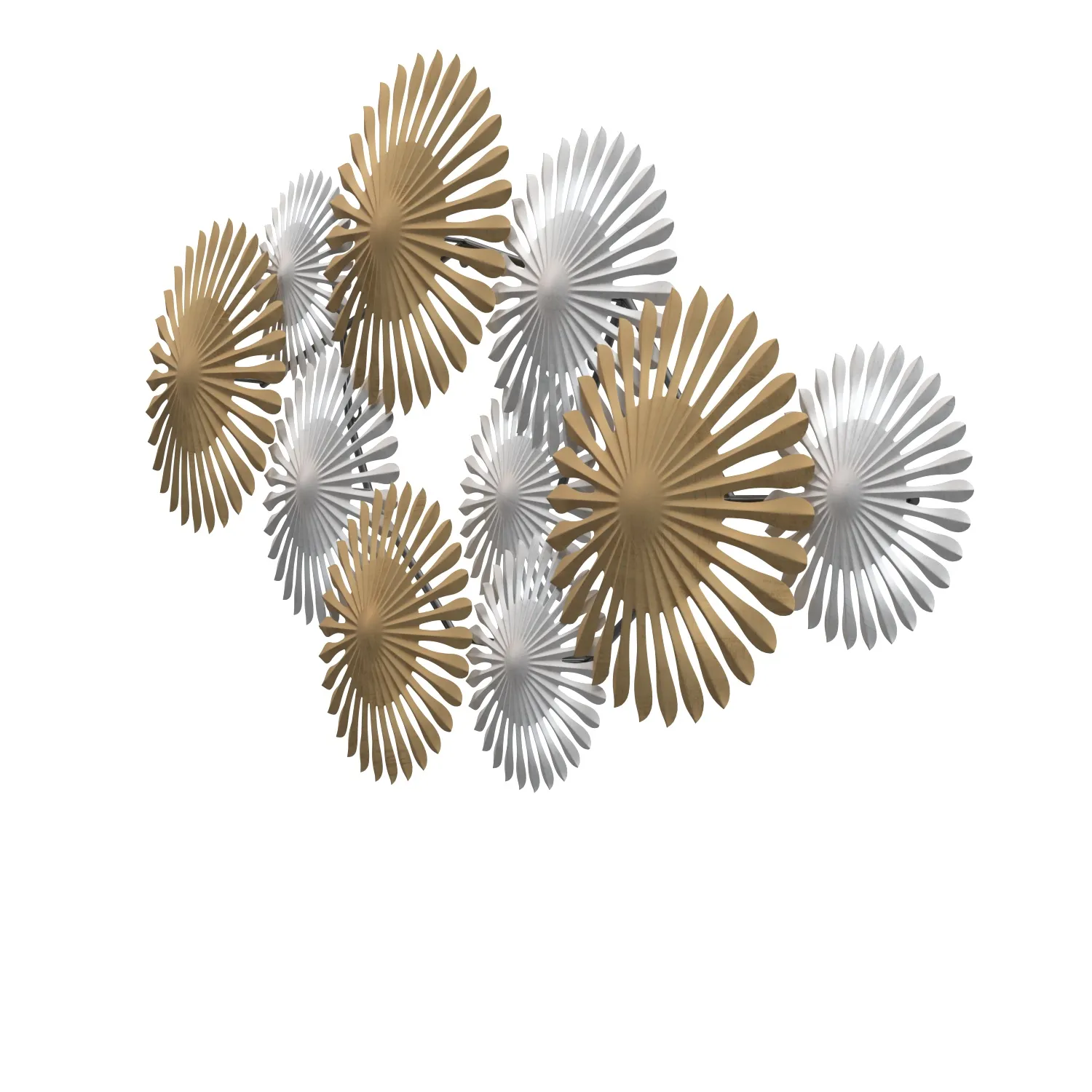 Sparks 45 Inch Wide Gold And Silver Metal Wall Art PBR 3D Model_03